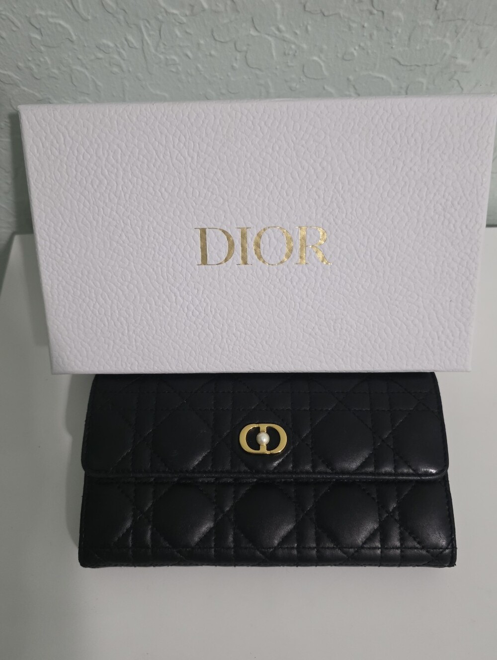 Dior Black Quilted Leather Wallet with Gold-Tone Hardware